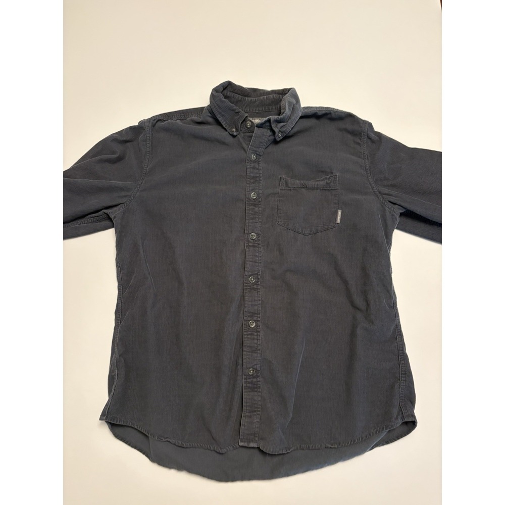 Eddie Bauer Men's Gray Grey Corduroy Long Sleeve Button Down Shirt Size Large